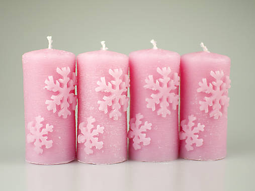 - AKCIA Pink snowflakes - adventné sviečky  - 12497957_