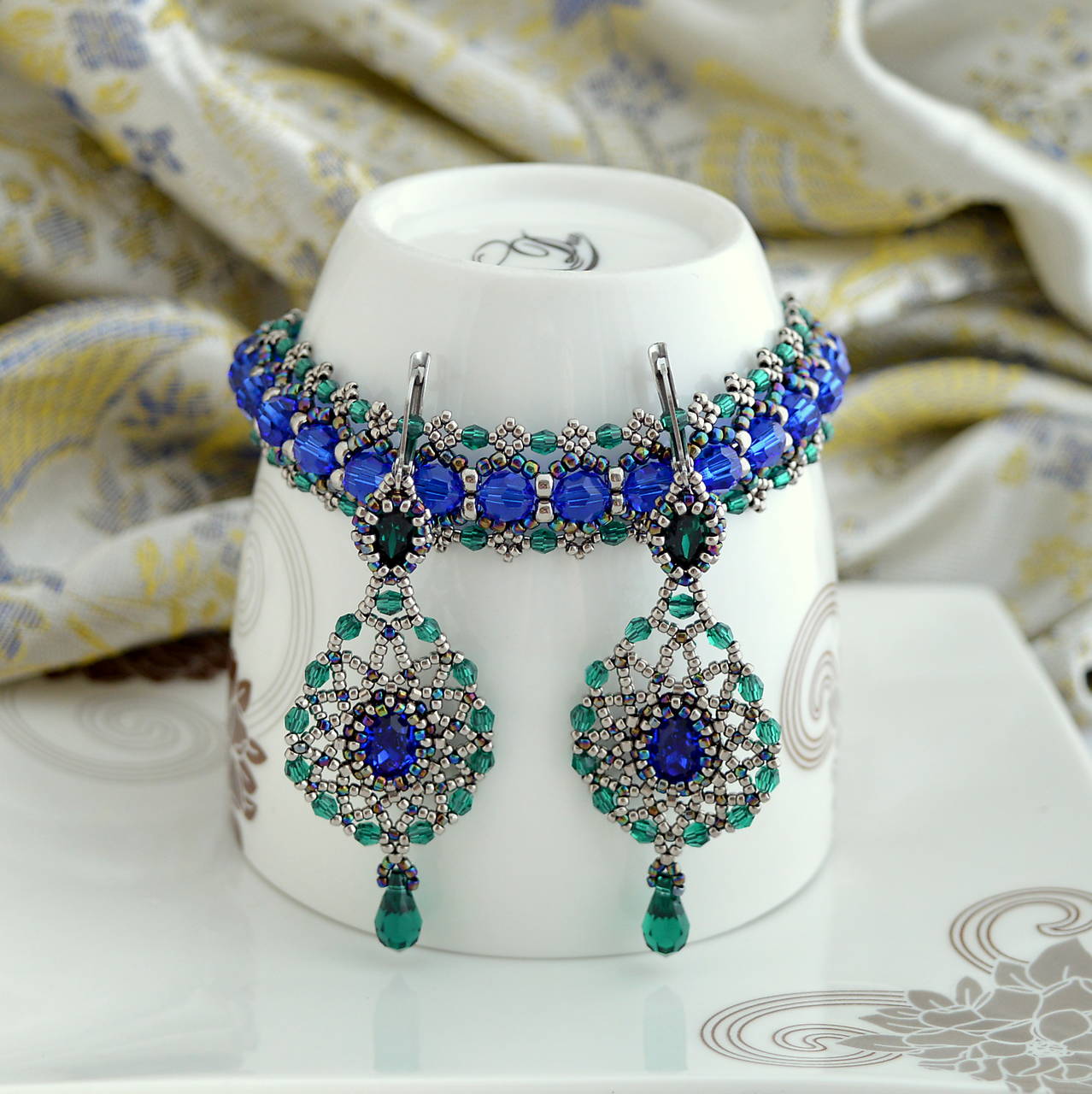 Smaragdovo - zafírový náramkový set (316L) 