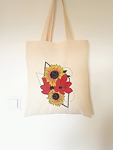Nákupné tašky - •ručne maľovaná plátená taška - Slnečnice a mak• - 12495348_