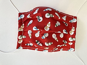 Rúška - Dieťa- JEDNO/DVOJVRSTVOVÉ dizajnové rúško :)Vianočné (červený snehuliak 1 vrstvové) - 12502601_