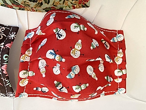 Rúška - Dieťa- JEDNO/DVOJVRSTVOVÉ dizajnové rúško :)Vianočné (červený snehuliak 2 vrstvové) - 12502603_