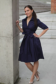 Šaty - Zavinovací šaty MONA, indigo modrá - 12502261_