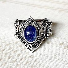 Prstene - Elvian Mystic Sapphire Doublet Vintage Ring / Elfský mystický prsteň so zafírovým dubletom - 12502087_
