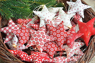 Dekorácie - Vianočné hviezdičky červené biele - 12500305_