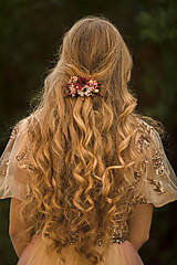 Ozdoby do vlasov - Kvetinová spona "čaro jesenného stmievania" - 12503586_