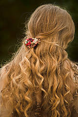 Ozdoby do vlasov - Kvetinová spona "jesenná šálka čaju" - 12503634_