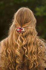 Ozdoby do vlasov - Kvetinová spona "jesenná šálka čaju" - 12503635_