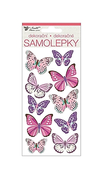 Papier - Samolepky Fialové motýle s 3D krídlami - 12501267_