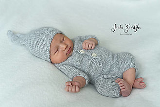 Detské oblečenie - Výpredaj - Newborn norkový setík - overal a čiapočka (sleepy hat) - 12500600_