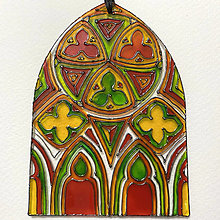 Dekorácie - Závesné sklíčko - Gotické okienko (Žltá) - 12504895_