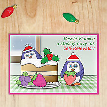 Papiernictvo - Vianočná pohľadnica - tučniaci (torta z lesných plodov) - 12501936_
