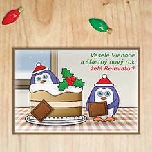 Papiernictvo - Vianočná pohľadnica - tučniaci (čokoládová torta) - 12501956_