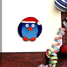 Dekorácie - FIMO vianočné ozdoby na stromček - tučniaci (tučniak v Santa čiapke) - 12504615_