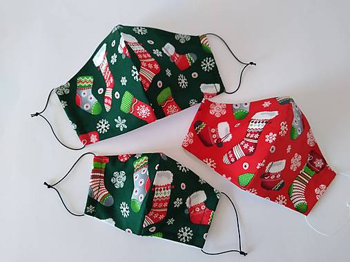 Vianočný set dizajnové rúška rodina tvarované dvojvrstvové