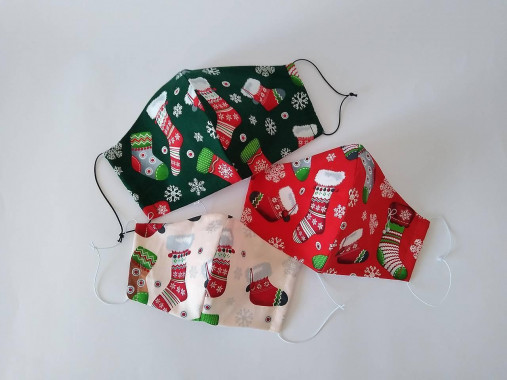 Vianočný set dizajnové rúška rodina tvarované dvojvrstvové