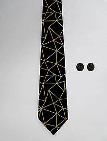 Pánske doplnky - DIZAJNOVÝ SET pre pánov: kravata & manžetové gombíky (Geometrický vzor Nola) - 12509165_