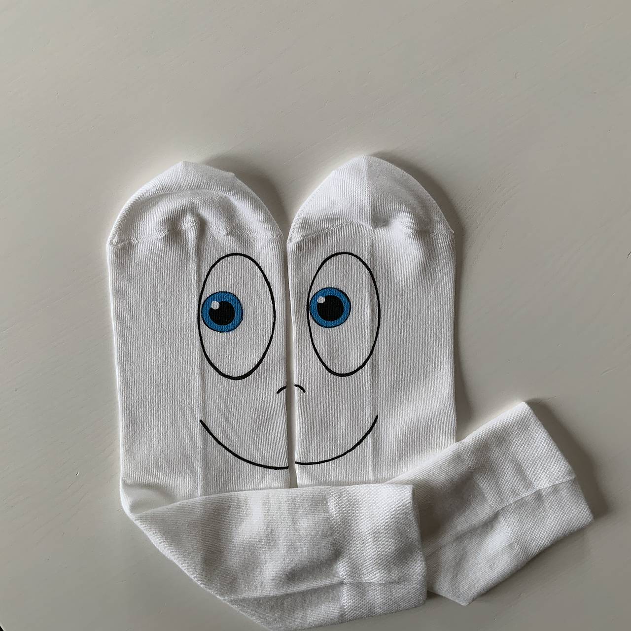 Maľované ponožky s očami (biele)