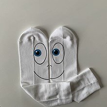 Ponožky, pančuchy, obuv - Maľované ponožky s očami (biele) - 12505615_