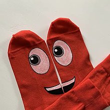 Ponožky, pančuchy, obuv - Maľované ponožky s očami (červené) - 12505623_