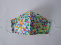 Rúška - Dizajnové rúško trojuholníky farebné tvarované dvojvrstvové - 12510256_