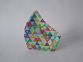 Rúška - Dizajnové rúško trojuholníky farebné tvarované dvojvrstvové - 12510260_