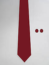 Pánske doplnky - DIZAJNOVÝ SET jednofarebný pre pánov: kravata & manžetové gombíky (Bordó) - 12510382_