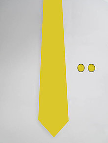 Pánske doplnky - DIZAJNOVÝ SET jednofarebný pre pánov: kravata & manžetové gombíky (Žltá) - 12510371_