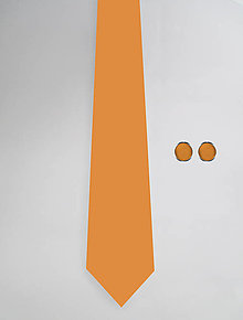 Pánske doplnky - DIZAJNOVÝ SET jednofarebný pre pánov: kravata & manžetové gombíky (Horčicová) - 12510372_