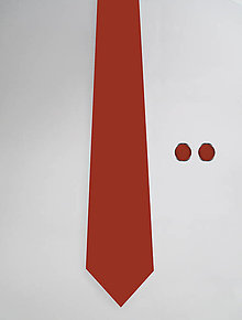 Pánske doplnky - DIZAJNOVÝ SET jednofarebný pre pánov: kravata & manžetové gombíky (Tehla) - 12510383_