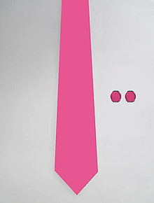 Pánske doplnky - DIZAJNOVÝ SET jednofarebný pre pánov: kravata & manžetové gombíky (Fuchsia) - 12510384_