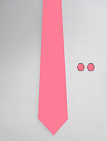 Pánske doplnky - DIZAJNOVÝ SET jednofarebný pre pánov: kravata & manžetové gombíky (Neónová ružová) - 12510387_