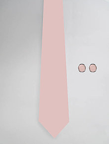 Pánske doplnky - DIZAJNOVÝ SET jednofarebný pre pánov: kravata & manžetové gombíky (Svetlo ružová) - 12510388_