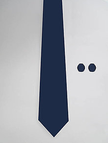 Pánske doplnky - DIZAJNOVÝ SET jednofarebný pre pánov: kravata & manžetové gombíky (Tmavo modrá) - 12510390_