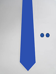 Pánske doplnky - DIZAJNOVÝ SET jednofarebný pre pánov: kravata & manžetové gombíky (Parížska modrá) - 12510391_