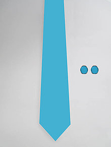 Pánske doplnky - DIZAJNOVÝ SET jednofarebný pre pánov: kravata & manžetové gombíky (Tyrkys) - 12510393_
