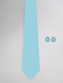 Pánske doplnky - DIZAJNOVÝ SET jednofarebný pre pánov: kravata & manžetové gombíky (Svetlo modrá) - 12510395_