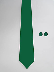 Pánske doplnky - DIZAJNOVÝ SET jednofarebný pre pánov: kravata & manžetové gombíky (Tmavo zelená) - 12510397_