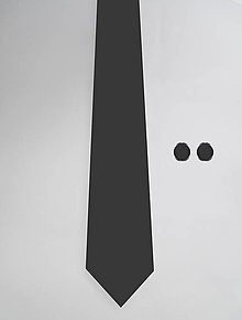 Pánske doplnky - DIZAJNOVÝ SET jednofarebný pre pánov: kravata & manžetové gombíky (Grafit) - 12510399_