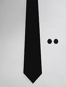 Pánske doplnky - DIZAJNOVÝ SET jednofarebný pre pánov: kravata & manžetové gombíky (Čierna) - 12510400_