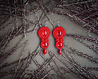 Náušnice - Červená Viera - soutache earring - ručne šité šujtášové náušnice - 12511363_