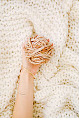 Úžitkový textil - Hrubá hrejivá pletená vlnená deka 100x160cm - prírodná vlna, hodváb, alpaka - 12511439_