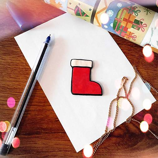 Magnetky - ★ Vianočná magnetka cartoon (Santa čižma) - 12511233_