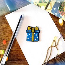 Magnetky - ★ Vianočná magnetka cartoon (vianočný darček puntíkový) - 12511243_