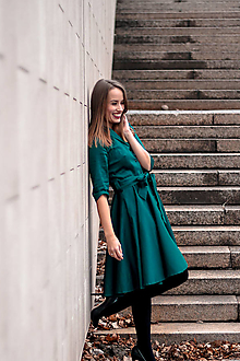 Šaty - MIA, košilové šaty s narameníky, smaragdově zelená - 12516209_
