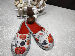 Ponožky, pančuchy, obuv - Papuče barefoot tekvičky halloween - 12518959_