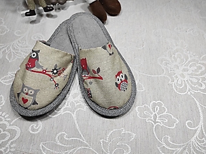 Ponožky, pančuchy, obuv - Papuče barefoot sovičky červené na konári - 12519380_