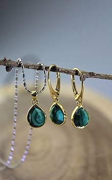 Sady šperkov - malachit prívesok,náušnice - luxusný set z prírodného malachitu - 12514575_