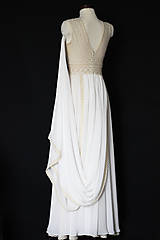 Šaty - Svadobné šaty z bavlnenej kajky so širokým pásom a závojom - 12520455_
