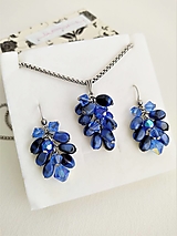Sady šperkov - Modré kvety so skla a ocele - set - 12524368_