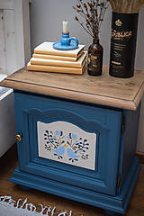 Nábytok - Nočné stolíky modré folklórne - 12521852_